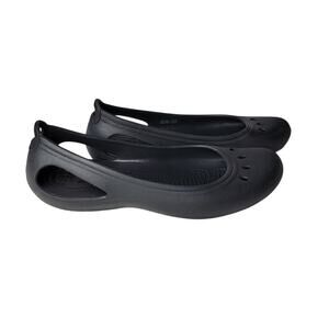 Crocs Kadee Flats Black Slip-On Shoes W9 Lightweight Comfort Ballet Workwear